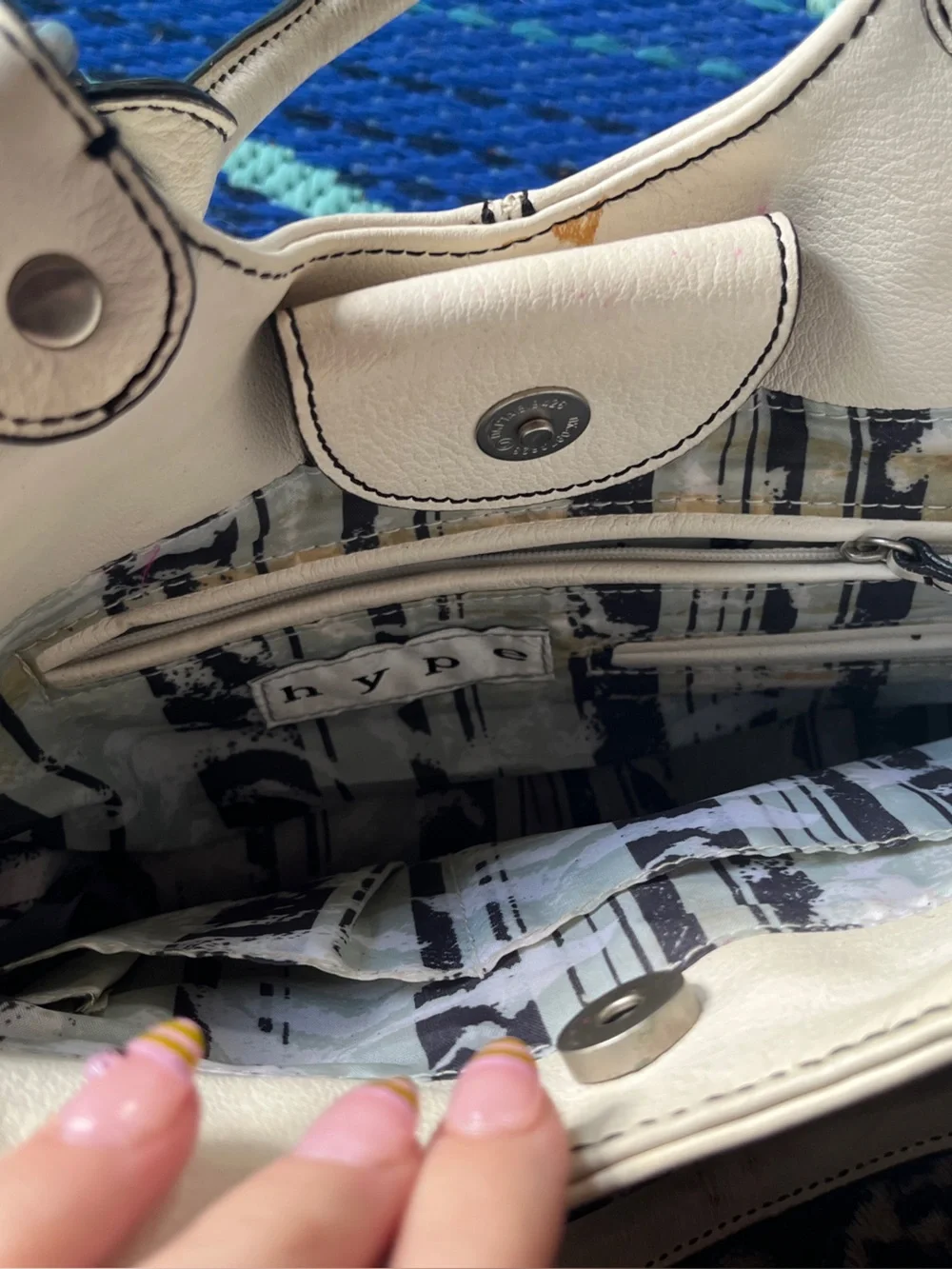 Hype White Leather Buckle Accent Satchel